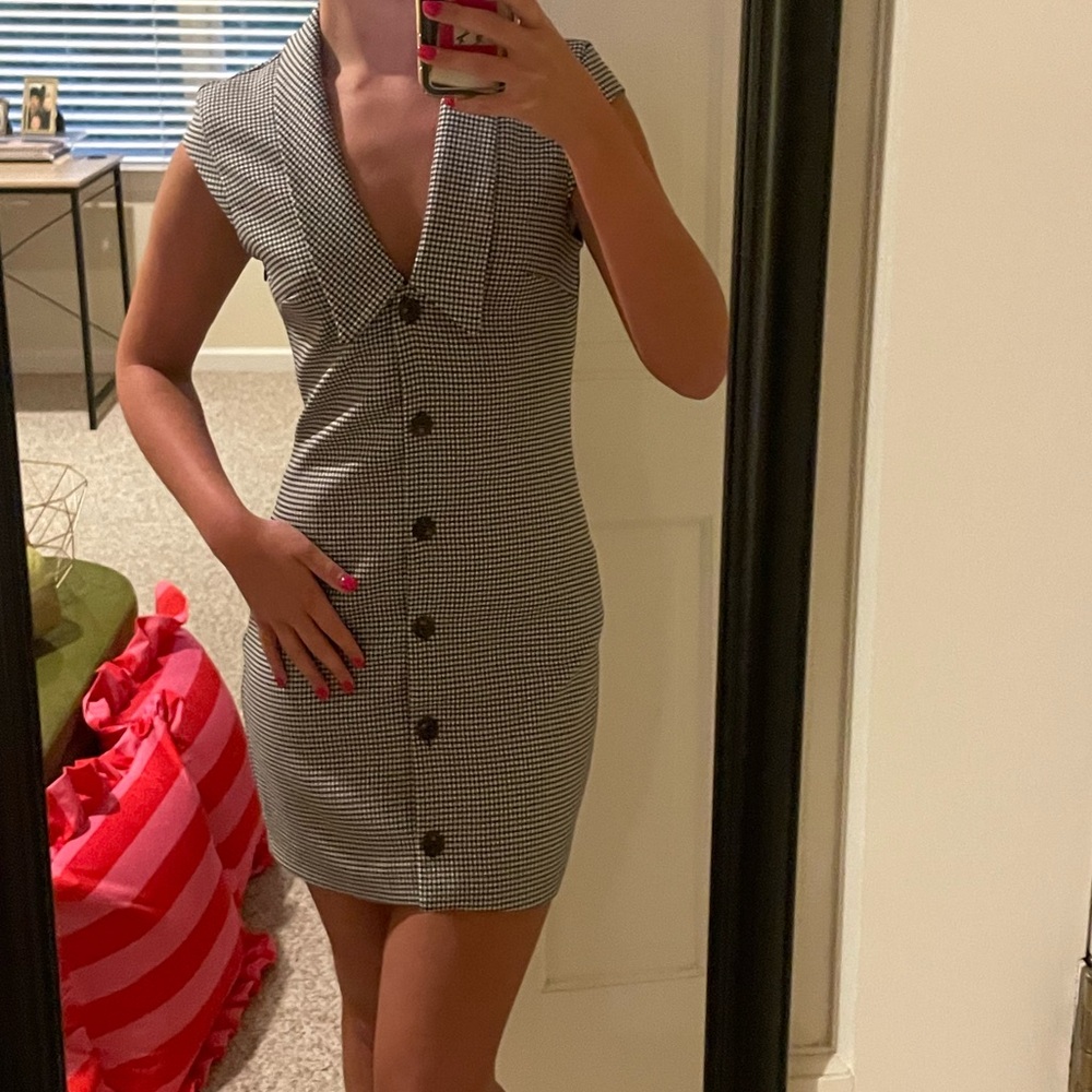 ZARA Brown blue and White Women's Dress (cute for work)
